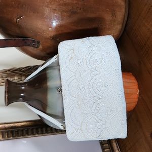 Vintage Seed Beaded cream purse